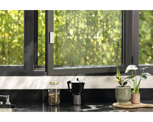 Vedere a unei ferestre cu funcție de înclinare și articole asortate deasupra