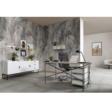 Birou modern cu birou, scaun de birou, comodă și fototapet