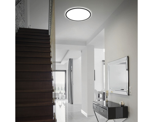 Hol cu scară și plafonieră rotundă