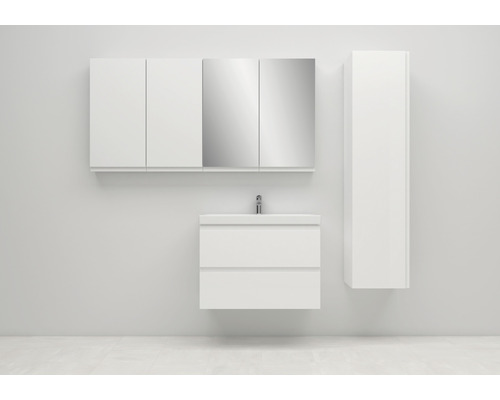 Baie cu dulap inferior pentru lavoar, dulap cu oglindă și dulap înalt