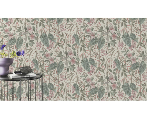 Prim-plan cu tapet floral cu frunze și flori