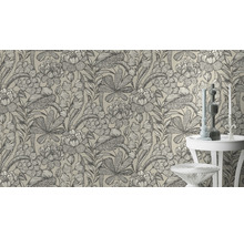 Tapet vlies 555332 Lirico model floral bej/negru 10,05x0,53 m