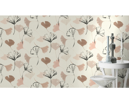 Tapet cu model de frunze de ginkgo pe fundal deschis