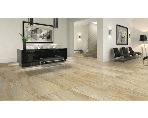 Interior elegant cu gresie, recepție și zonă de așteptare