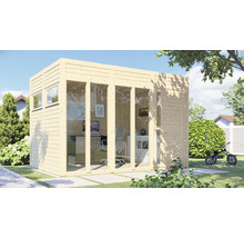 Căsuță de grădină Bertilo Cubo 3 Office cu podea 336x240 cm natur