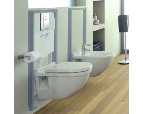 Instalație premontată cu toaletă și bideu în baie