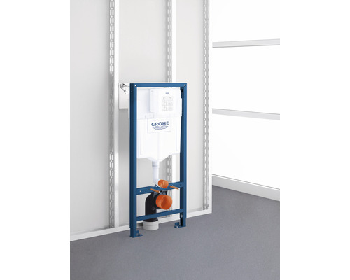 Cadru albastru pentru rezervorul de toaletă Grohe cu element de instalare pentru montaj pe perete