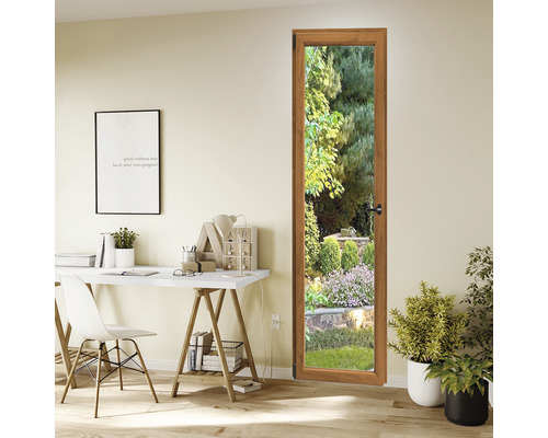 Birou cu ușă de sticlă și vedere la grădină