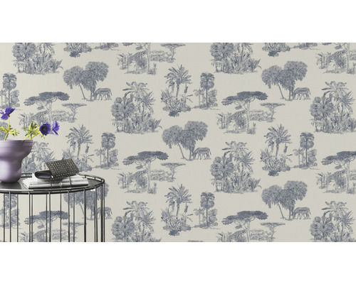 Tapet cu motiv de junglă cu copaci și animale