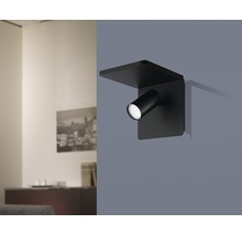 Aplică perete interior Ciglie GU10 1x5W, bec LED inclus, negru, cu încărcător wireless pentru smartphone-thumb-0