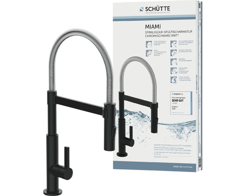 Schütte Miami baterie de bucătărie cu arc spiralat crom/negru mat