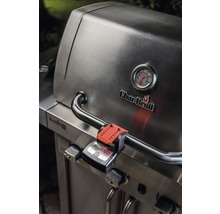 Sigla Char-Broil pe un grătar cu indicator de temperatură