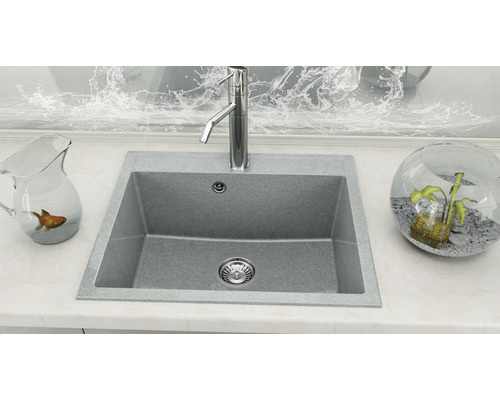 Chiuvetă de bucătărie din granit cu baterie și scurgere