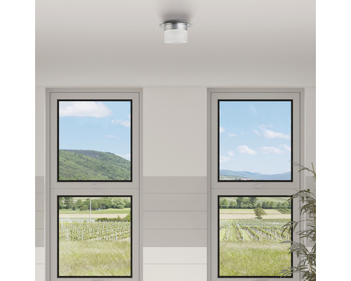 Aplică baie de tavan crom/alb cu LED integrat Azimech 7W 630 lumeni IP44