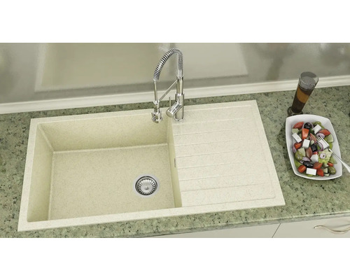 Chiuvetă de piatră cu zonă de scurgere și baterie