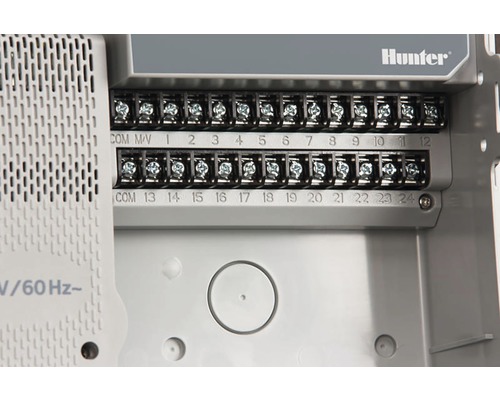 Logo Hunter, borne de conectare ale unui controler de irigații