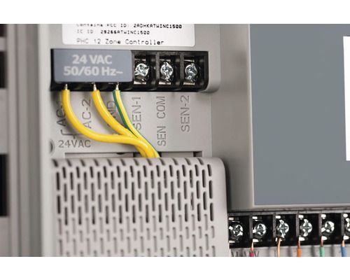 Cablare regulator de zonă cu cabluri de alimentare galbene