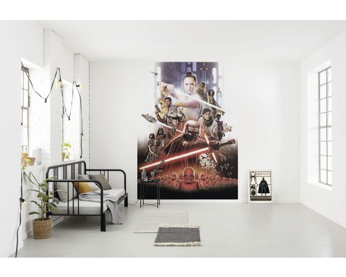 Living modern cu pictură murală Star Wars și mobilier minimalist