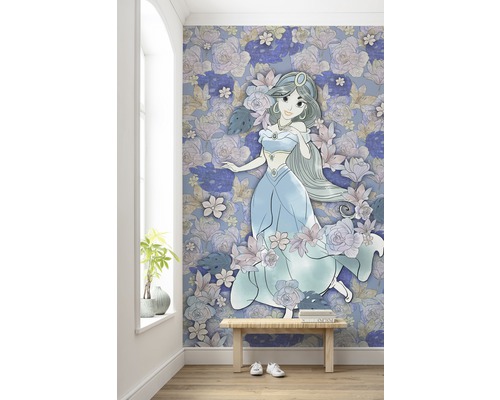 Cameră cu tapet floral albastru și motiv Jasmine