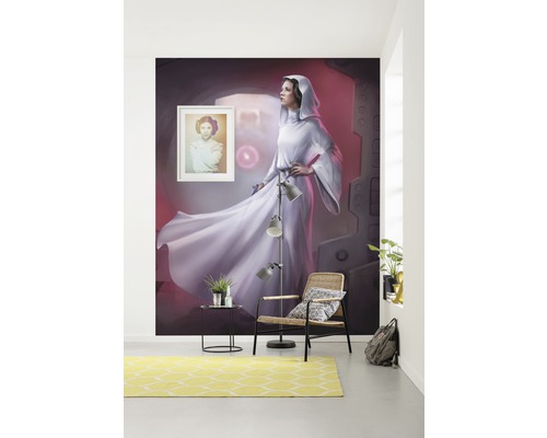 Cameră cu pictură murală Star Wars Prințesa Leia, fotoliu și covor galben