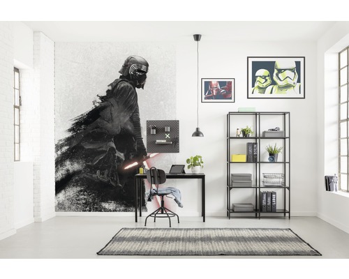 Birou cu pictură murală Star Wars, birou, scaun și raft