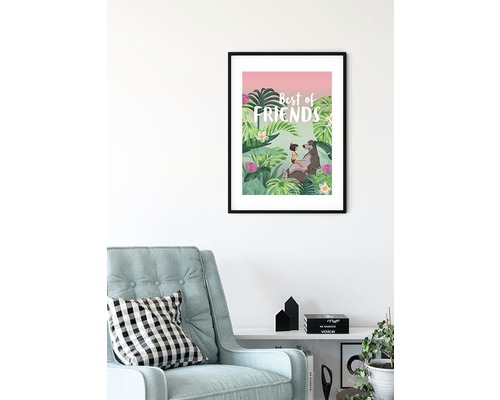 Poster înrămat cu tema Cartea Junglei, care îi înfățișează pe Mowgli și Baloo ca fiind cei mai buni prieteni