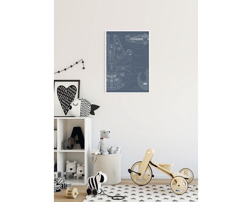 Imprimeu artistic decorativ cu planul unei nave spațiale într-o cameră de copii