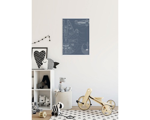 Imagine decorativă de perete cu planul Star Wars Millennium Falcon în camera copilului
