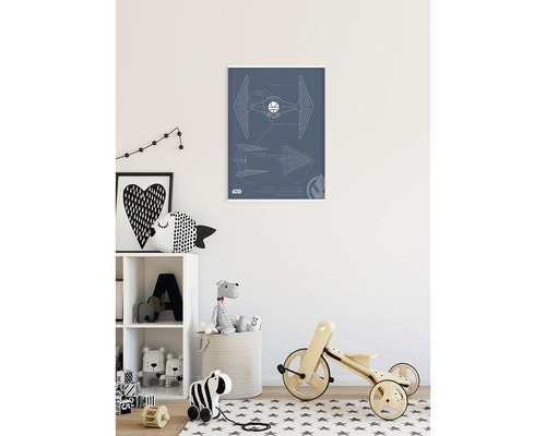 Cameră decorativă pentru copii cu poster Star Wars TIE Fighter plan