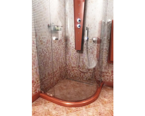 Baie cu duș cu cap de duș și uși de sticlă