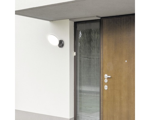 Lumină de perete exterioară montată lângă o ușă de intrare