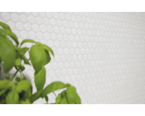 Perete cu plăci de mozaic rotunde