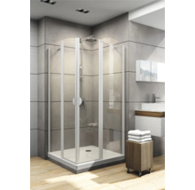 Cabină de duș pătrată Schulte Lugano, 90x90x180 cm, sticlă securizată transparentă, profil alb