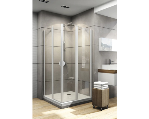 Cabină de duș pătrată Schulte Lugano, 90x90x180 cm, sticlă securizată transparentă, profil alb Cabină de duș pătrată Schulte Lugano, 90x90x180 cm, sticlă securizată transparentă, profil alb