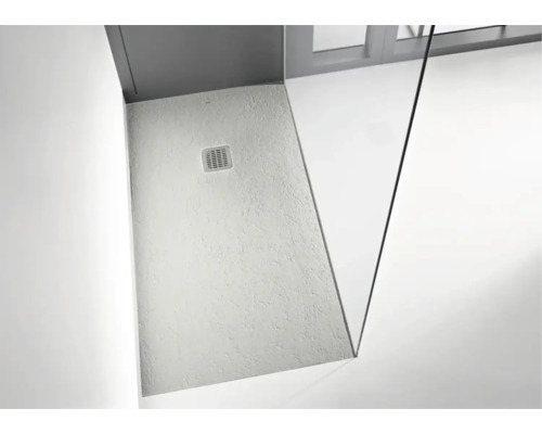 Duș fără cadă cu rigolă de duș și perete de duș