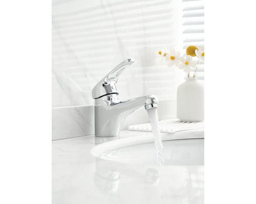 Baterie de lavoar cromată cu apă curgătoare