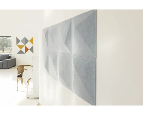 Panouri acustice cu design geometric pe perete