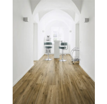 Hol cu podea din lemn, scaune de bar și pereți albi