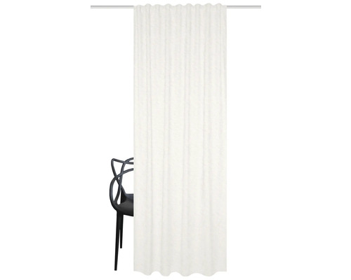 Cortină din material textil cu fixare cu bandă de pliere și scaun