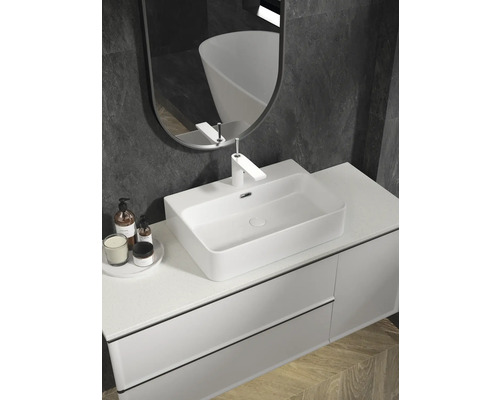 Mobilier de lavabo pentru baie cu chiuvetă, robinet și oglindă