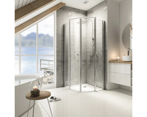Cabină de duș semirotundă Schulte Garant Bella II, 80x80x200 cm, sticlă securizată transparentă, profil cromat
