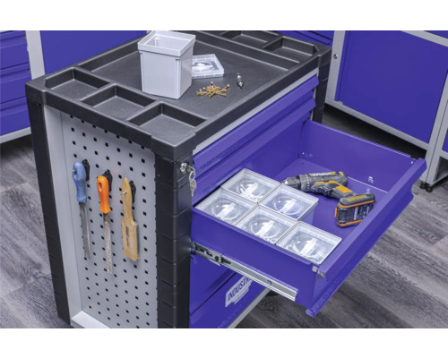 Cărucior de scule cu sertar, perete perforat și unelte