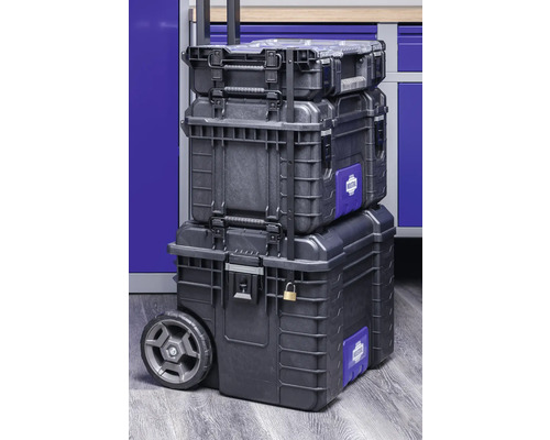 Cufere de scule stivuite cu roți și mâner pentru transport