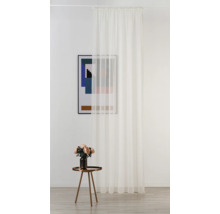 Cortină deschisă, transparentă, cu prindere cu bandă de încrețire în cameră