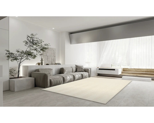 Living luminos cu canapea, copac și covor