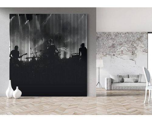 Imagine acustică fonoabsorbantă cu motiv de concert în camera de zi