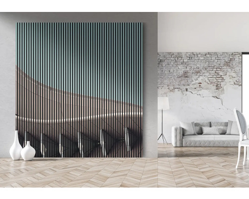 Panou decorativ de perete cu motiv arhitectural în spațiu modern