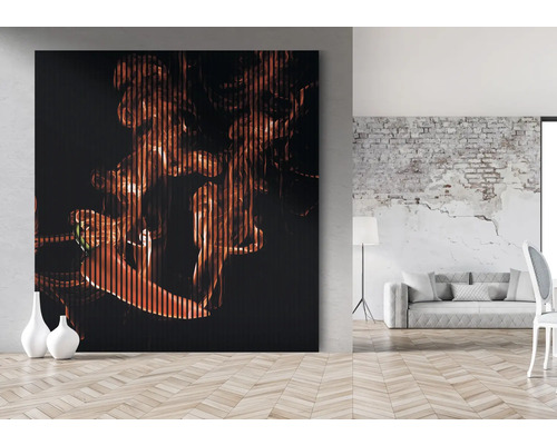 Tablou decorativ de perete cu motiv abstract într-un spațiu de locuit modern