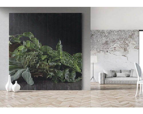 Panou de perete cu motiv floral în spațiu de locuit modern