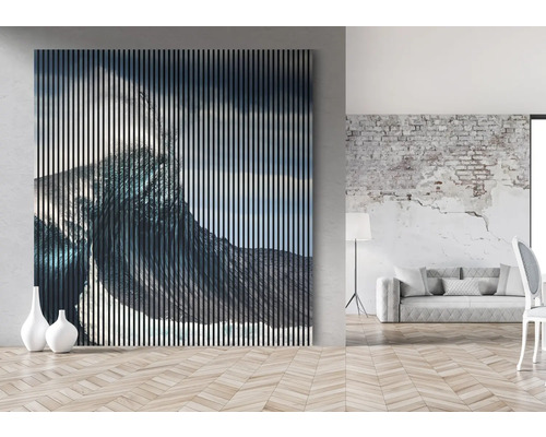 Panouri decorative de perete cu grafică abstractă în camera de zi